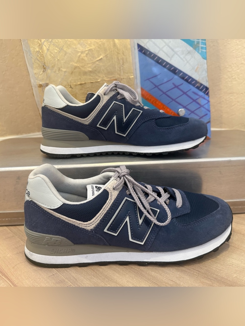 New Balance Men's Navy and Light Gray 574 Classic Sneaker